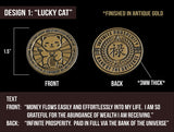 *PREORDER* Lucky Cat "Law of Attraction" Affirmation Coin in Antique Gold