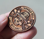 Fireman EDC Carry Coin in Antique Copper, Challenge Coin for Luck and Protection Gift for Firemen