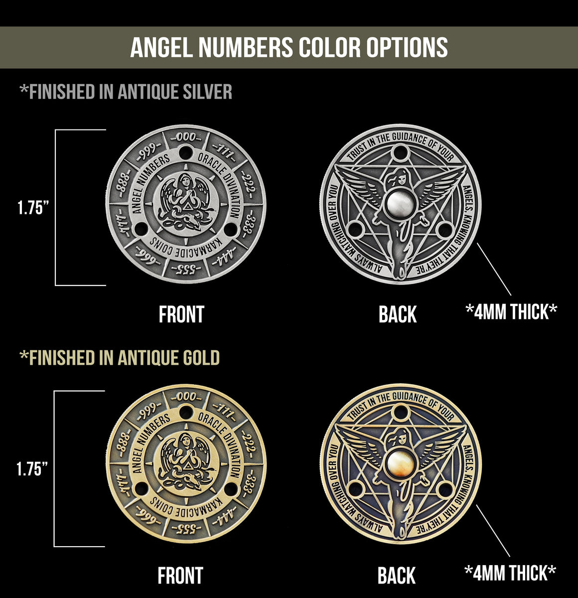 Angel Number Spinning Oracle Deck Coin, Ant. Gold – scylo