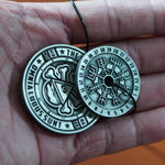 Vegvísir Compass Coin- Wearable, Stackable Mystery Decoder Wheel Dice Coin in Antique Silver