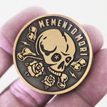 Memento Mori Coin, EDC Daily Reminder Coin in Antique Gold, Memento Vivere Challenge Coin, Lucky Coin for Protection