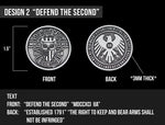 "Defend the Second" 2A Inspired Challenge Coin in Antique Silver
