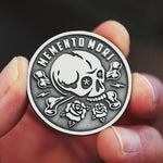 "Memento Mori" Daily Reminder Challenge Coin in Antique Silver