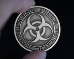 "Covid Skeleton" Coronavirus Inspired Challenge Coin in Antique Silver