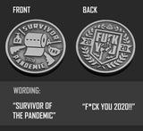 "Survivor of the Pandemic" Coronavirus Inspired Challenge Coin in Antique Silver