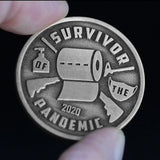 "Survivor of the Pandemic" Coronavirus Inspired Challenge Coin in Antique Silver